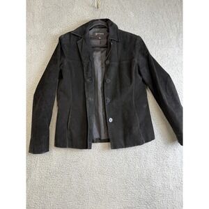Pritti Leather Jacket Womens Medium Suede Blazer Lined Classic RN23328